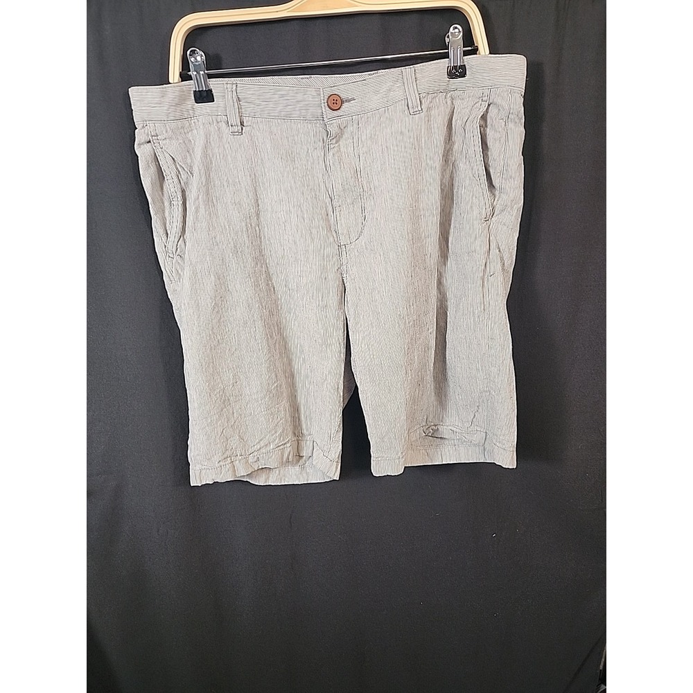 Tommy Bahama Stripe City Shorts Flat Front Linen Cotton Blue White Mens 36
